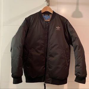 Adidas black padded bomber jacket, size S